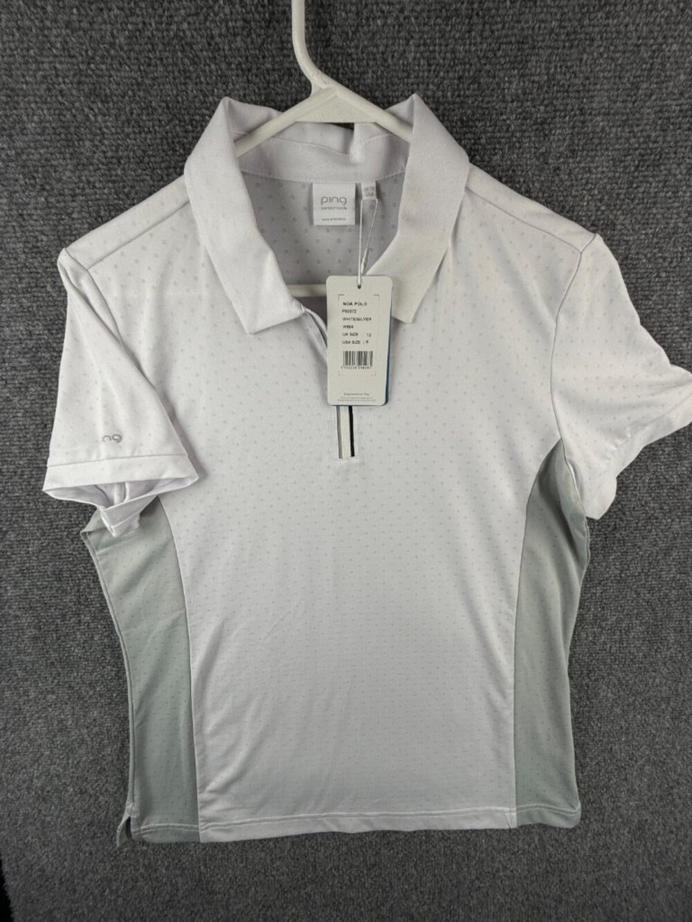 NWD Ping Size 8 Short Sleeve White 1/4 Zip Polo Shirt Adult Stretch Golf Ladies